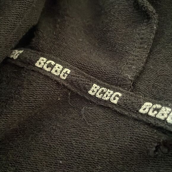 BCBG rhinestone bedazzled jeweled black long sleeve sweater hoodie dress Y2K - Picture 11 of 13